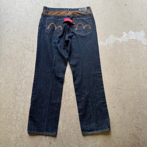 Men's Evisu Paris Dark Blue Japan Wide Leg Baggy Denim SeagullJeans Sz 38 x 34 - Picture 1 of 8
